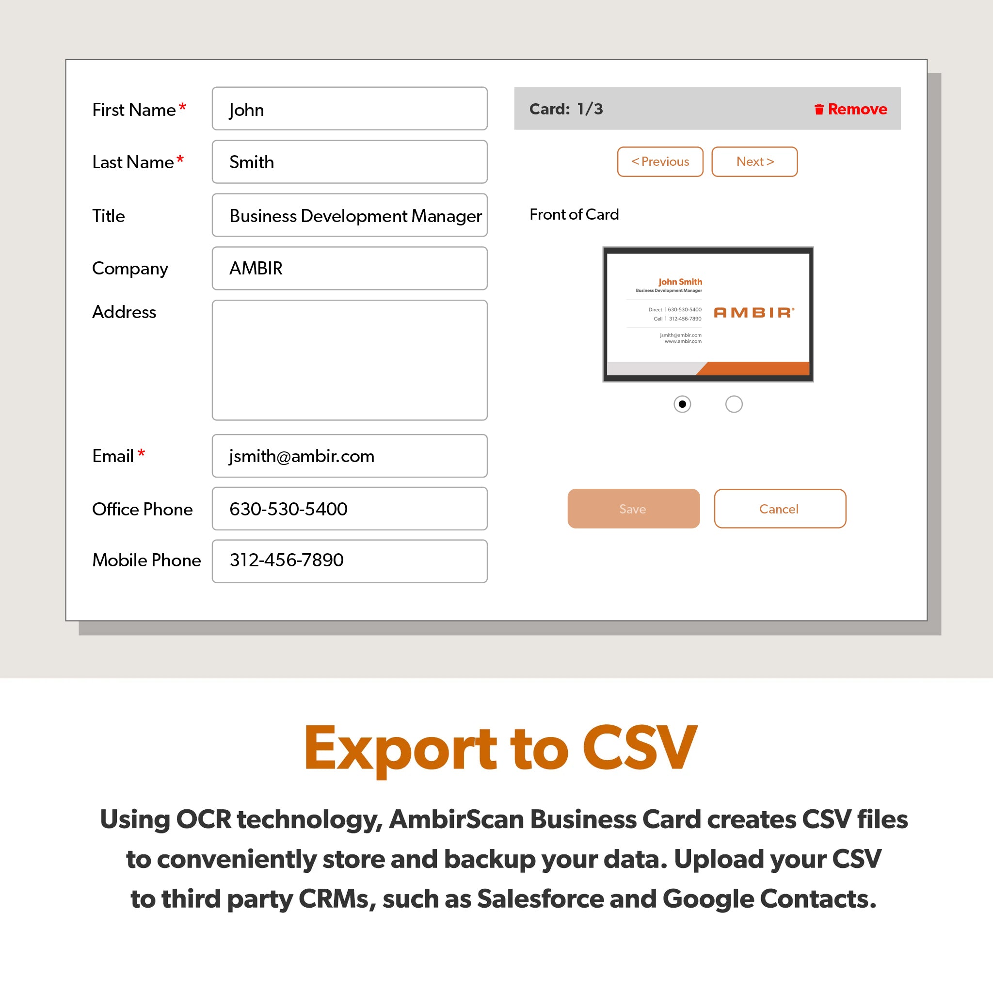 Duplex A6 ID Card Scanner with AMBIRscan Business Card (DS687-BCS)