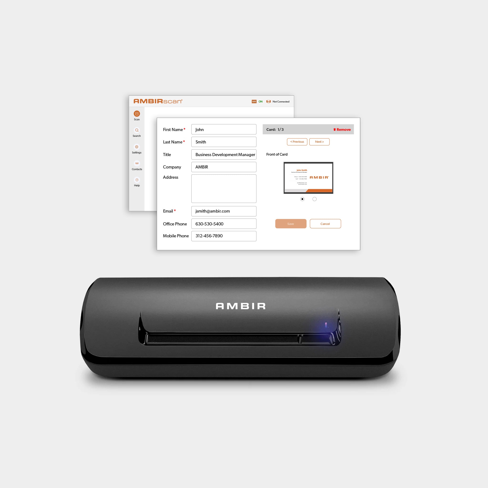 Duplex A6 ID Card Scanner with AMBIRscan Business Card (DS687-BCS)
