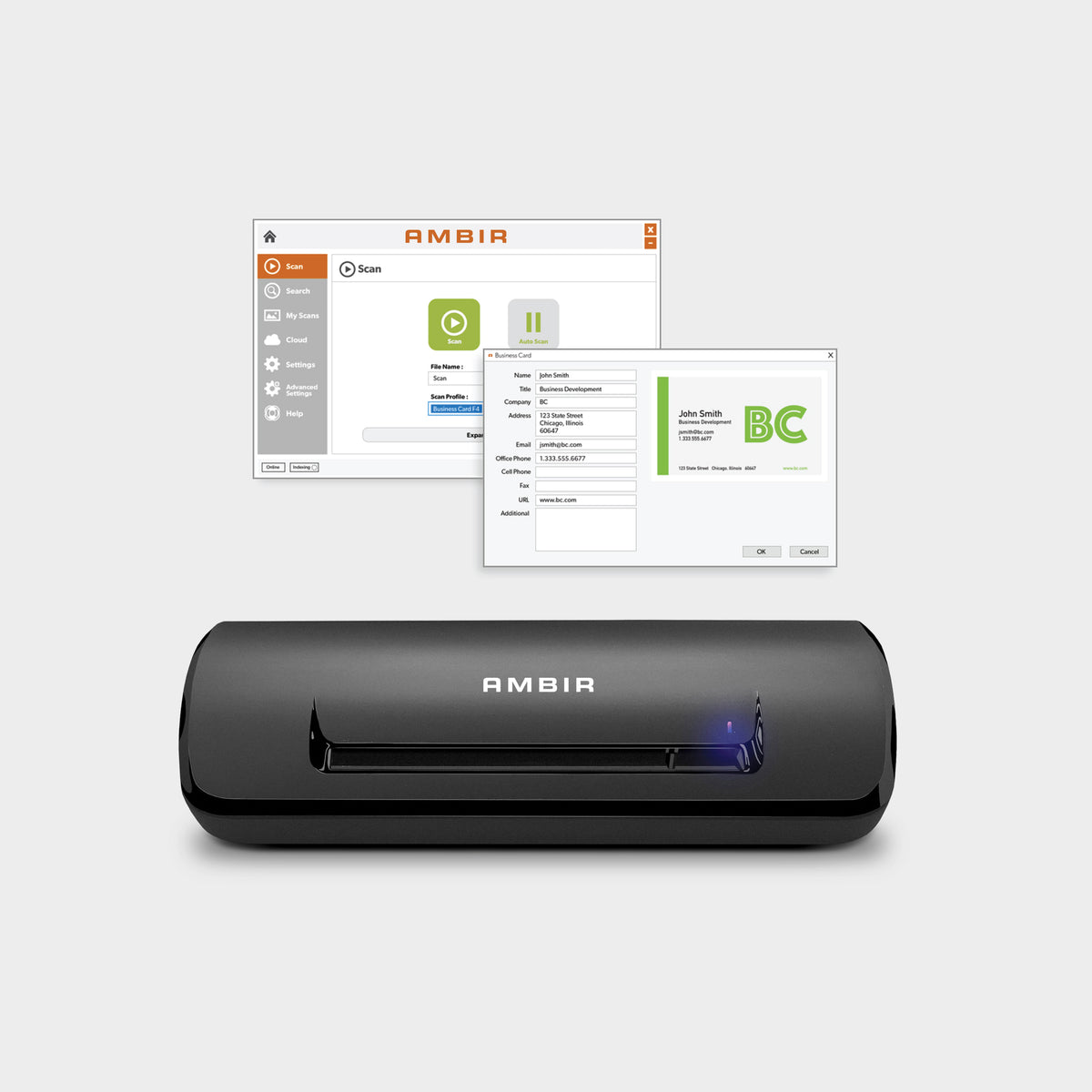 Duplex A6 ID Card Scanner with AmbirScan Business Card (DS687-BCS)