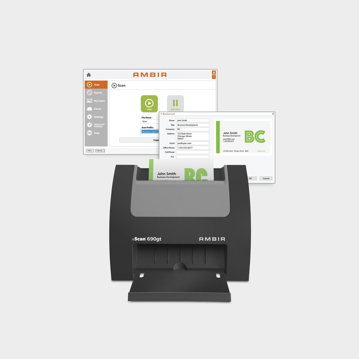 Nscan Scanner nScan 690gt Duplex ID Card Scanner with AmbirScan Business Card