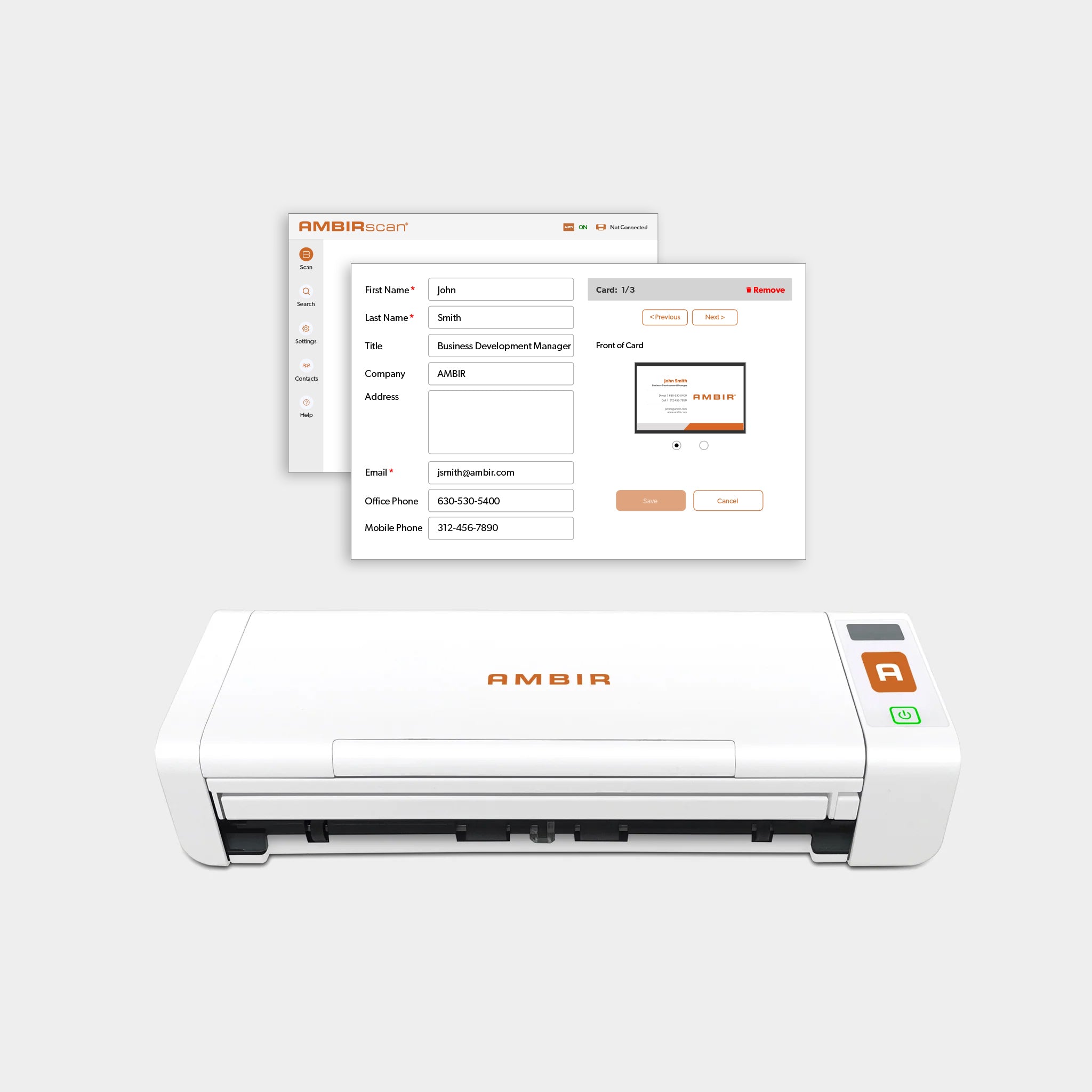 nScan 700gt with AMBIRscan Business Card
