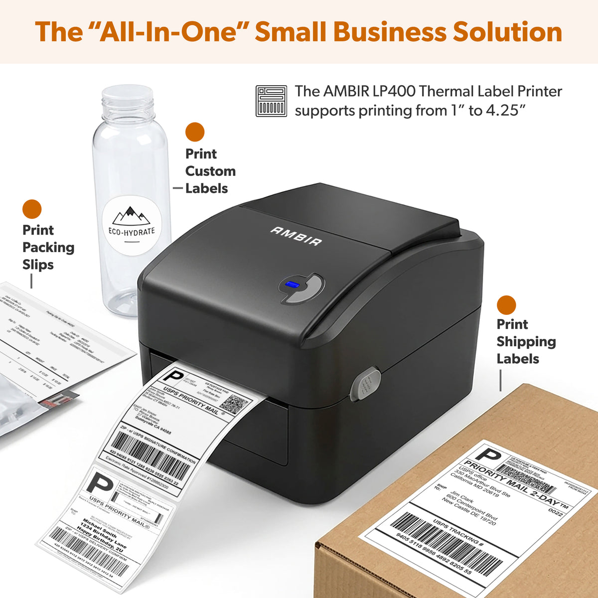 AMBIR LP400 4x6 Thermal Shipping Label Printer with AmbirLabel Software (LP400-AD)