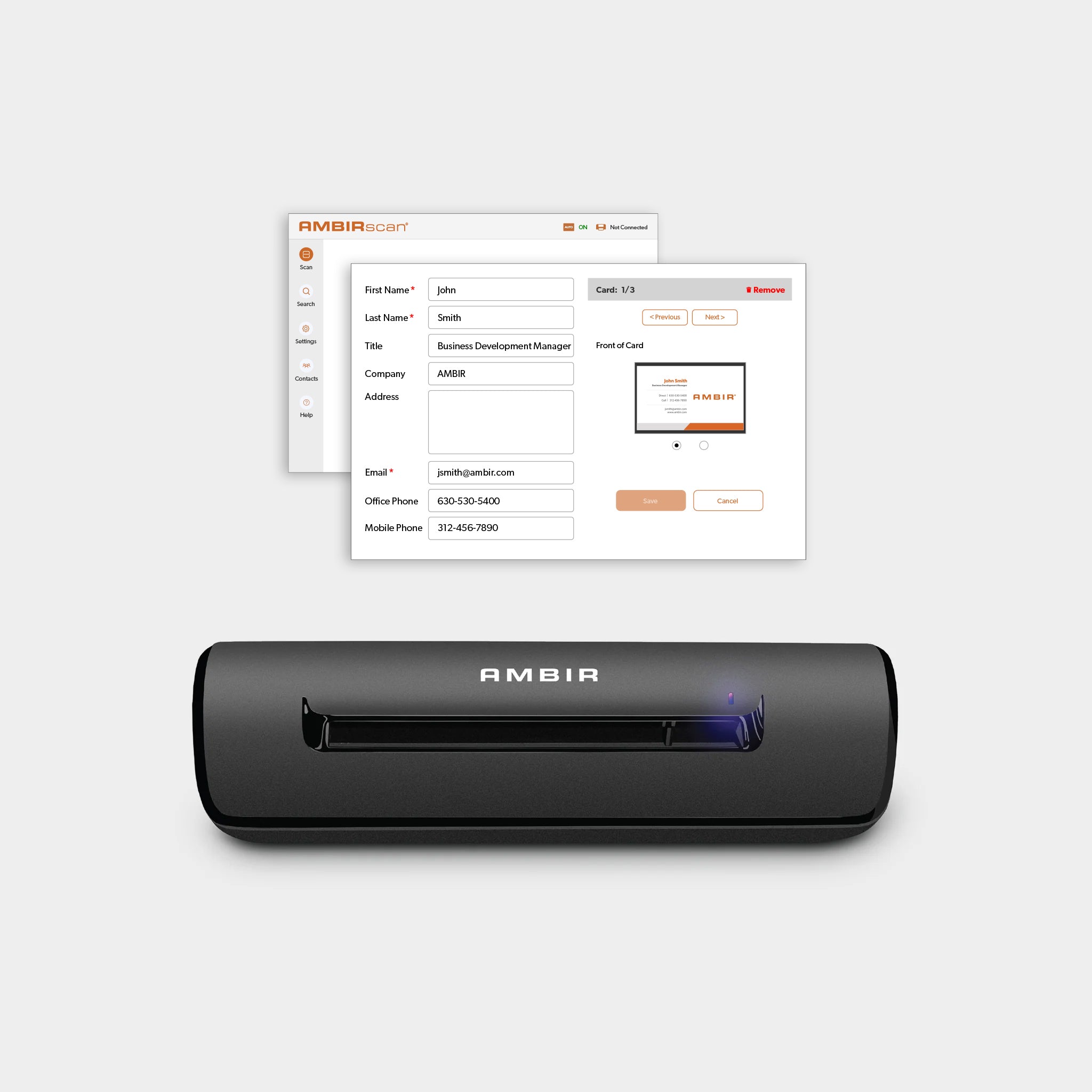 Simplex ID Card Scanner with AMBIRscan Business Card (PS667-BCS)
